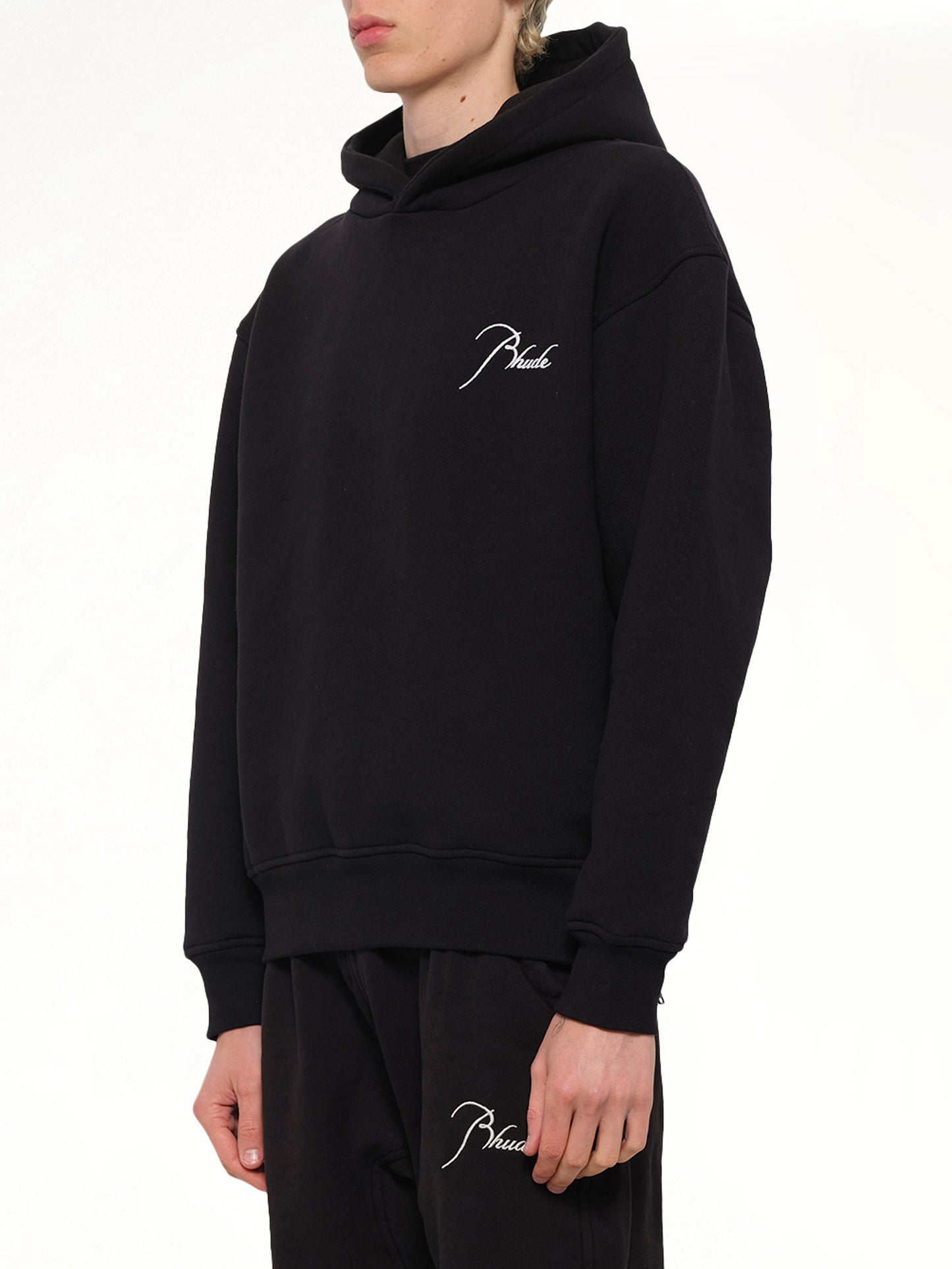 Classique Side Zip Pullover Hoodie in Black/White