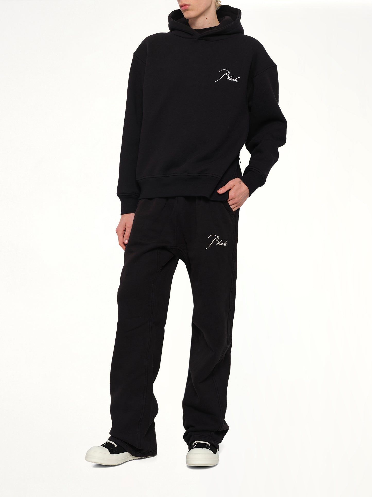 Classique Side Zip Pullover Hoodie in Black/White