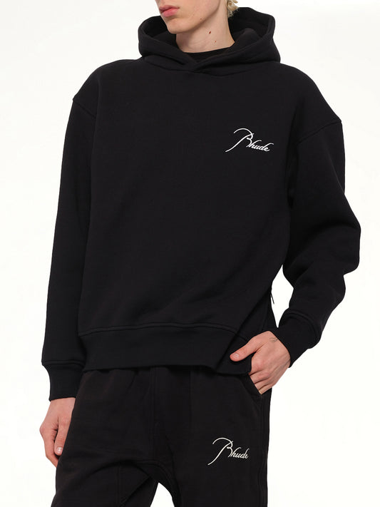 Classique Side Zip Pullover Hoodie in Black/White
