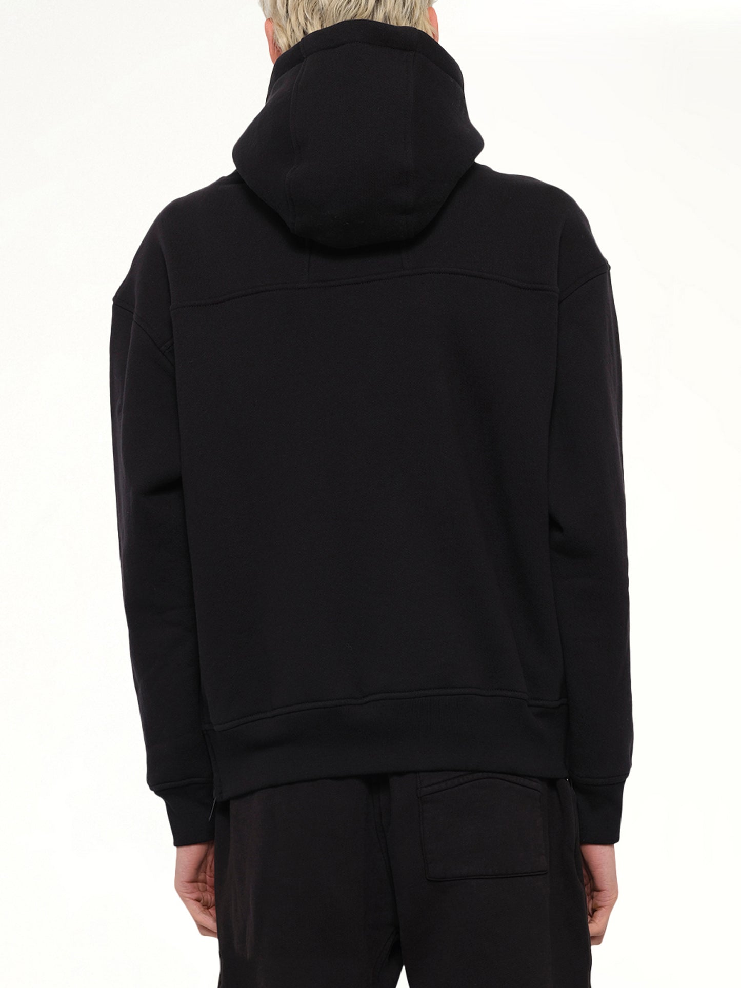 Classique Side Zip Pullover Hoodie in Black/White