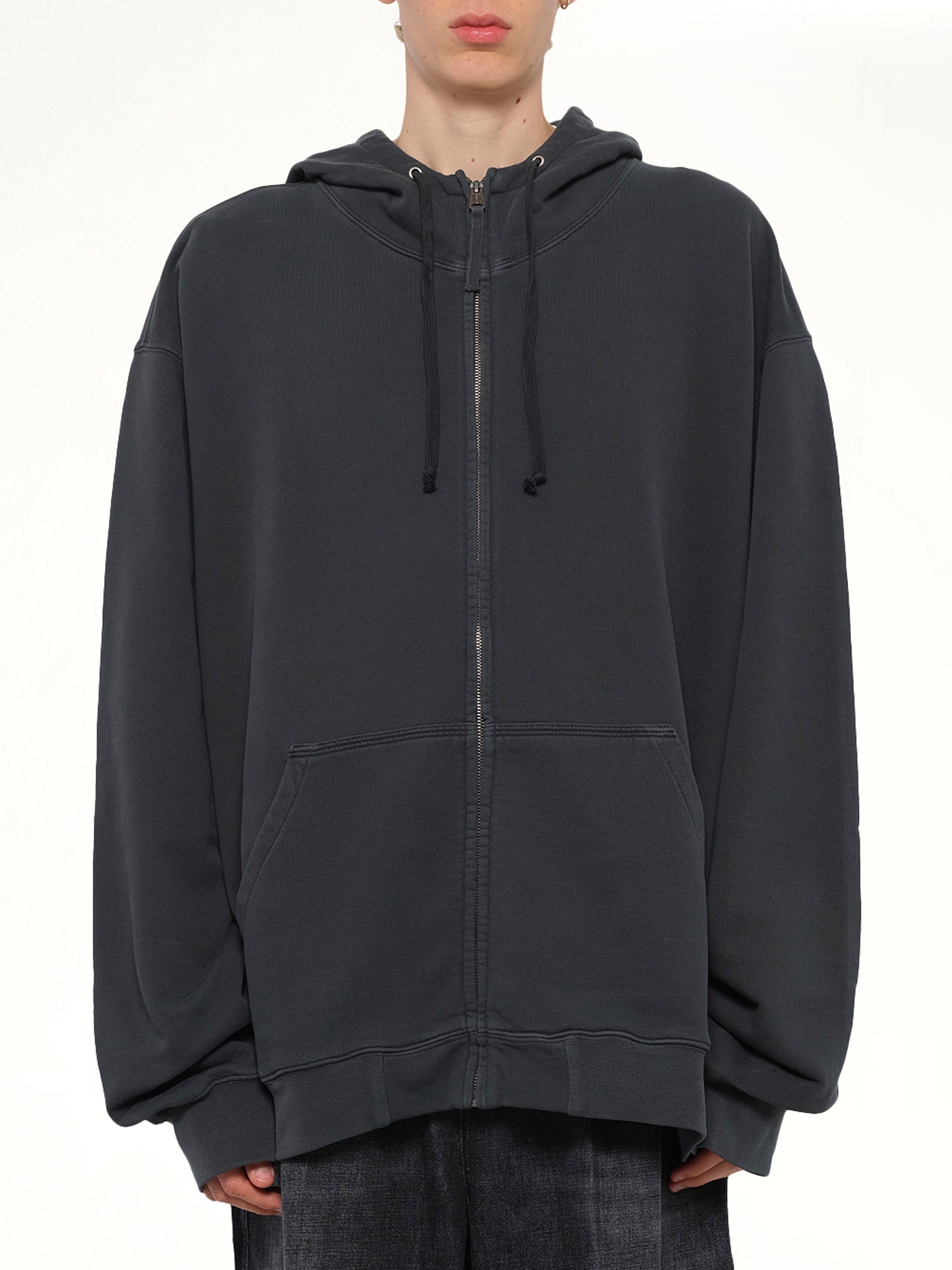 Lightweight Firm Zip Hoodie in Charcoal