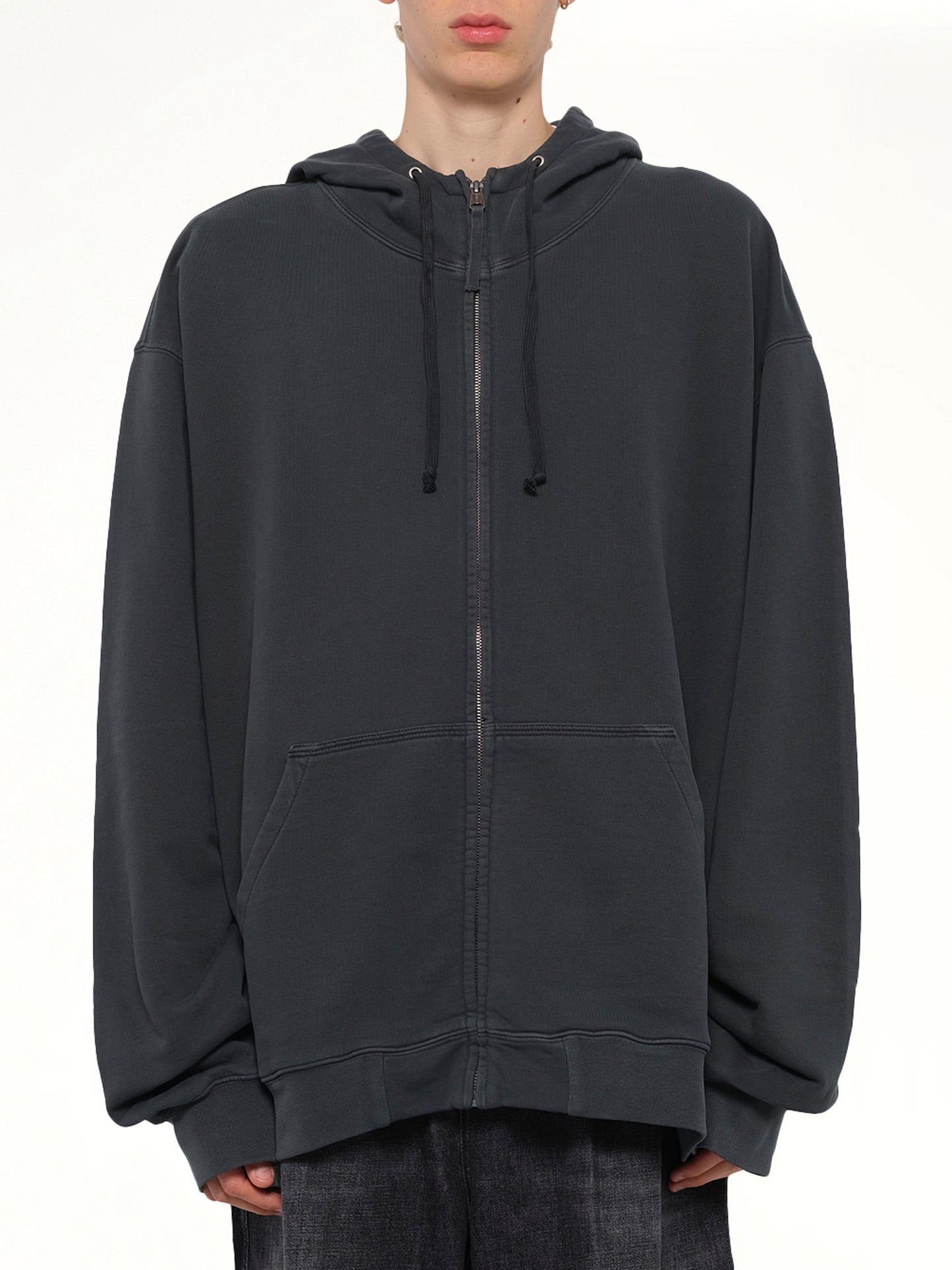 Lightweight Firm Zip Hoodie in Charcoal
