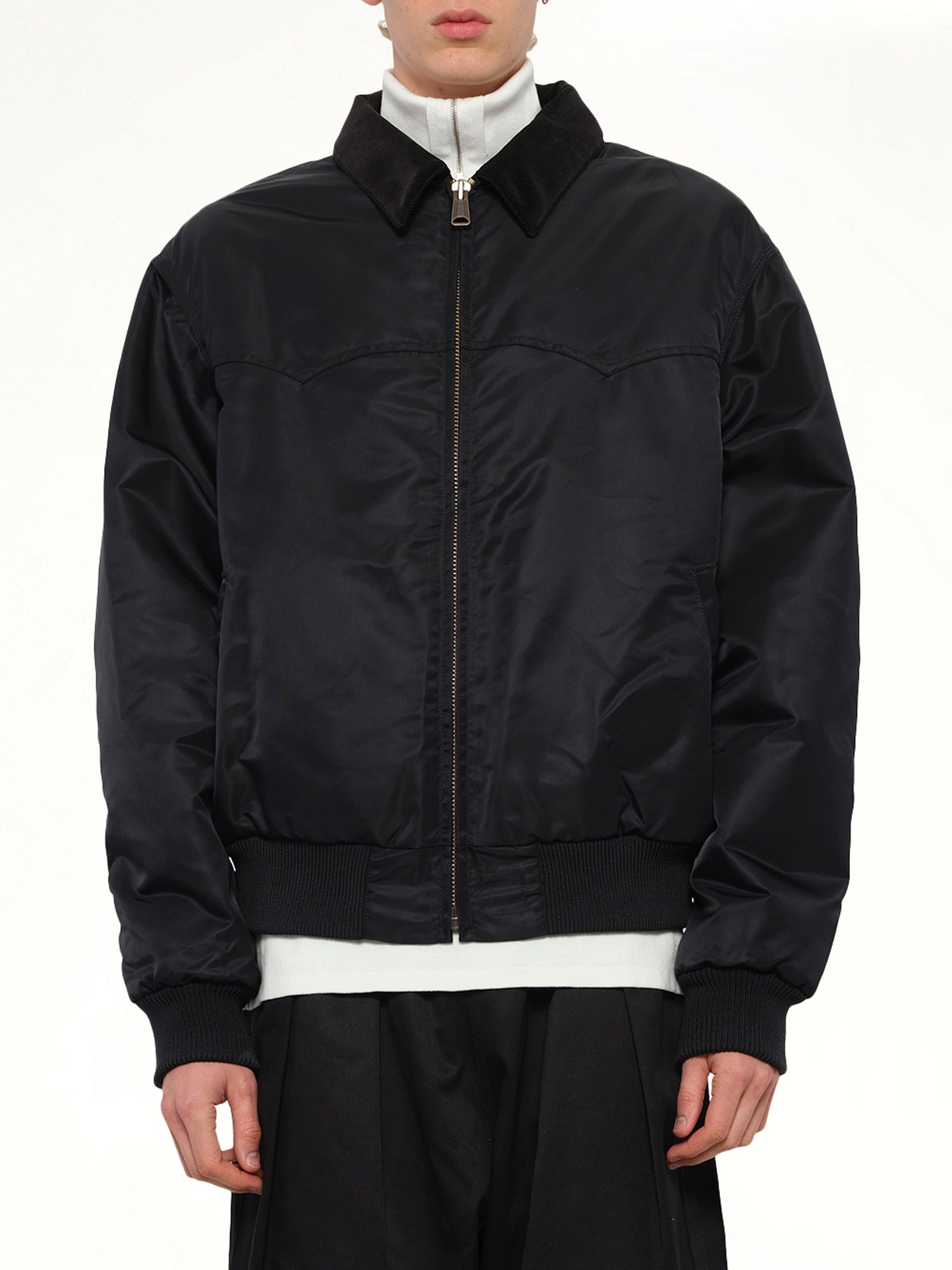 Zip-Up Bomber Jacket in Black