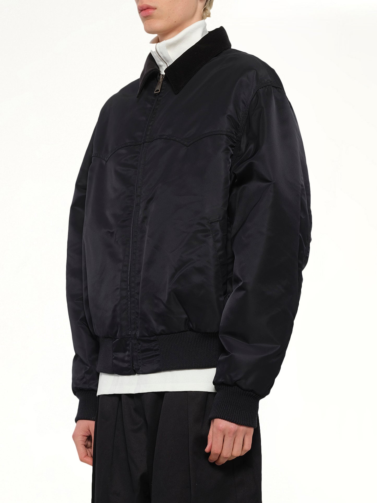 Zip-Up Bomber Jacket in Black