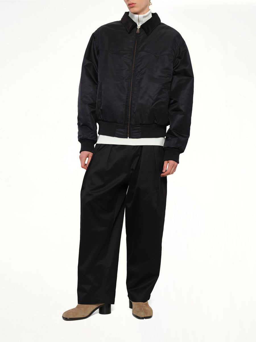 Zip-Up Bomber Jacket in Black