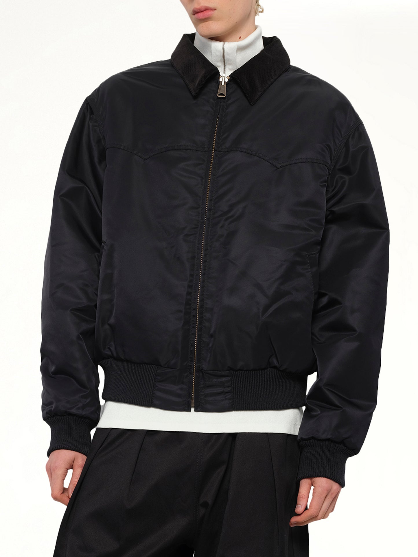 Zip-Up Bomber Jacket in Black