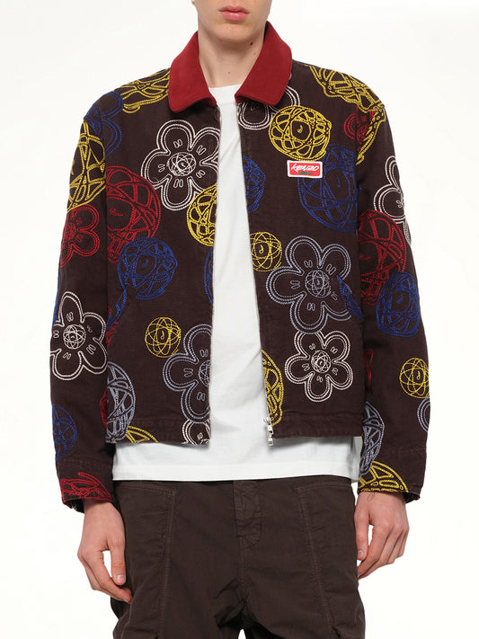 Kenzo Futura Zip Up Utility Jacket in Chocolate