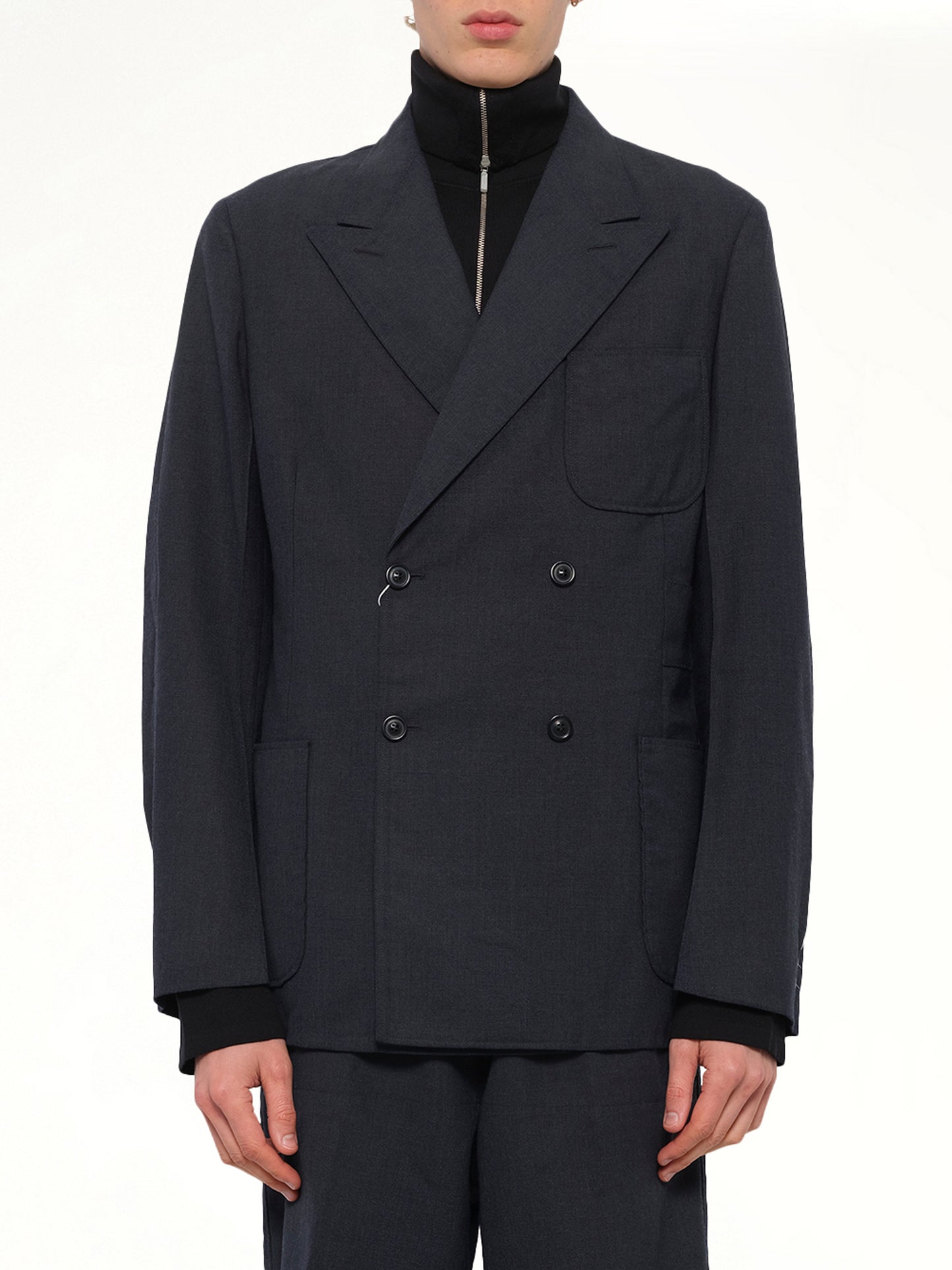 Wool Jacket in Dark Blu