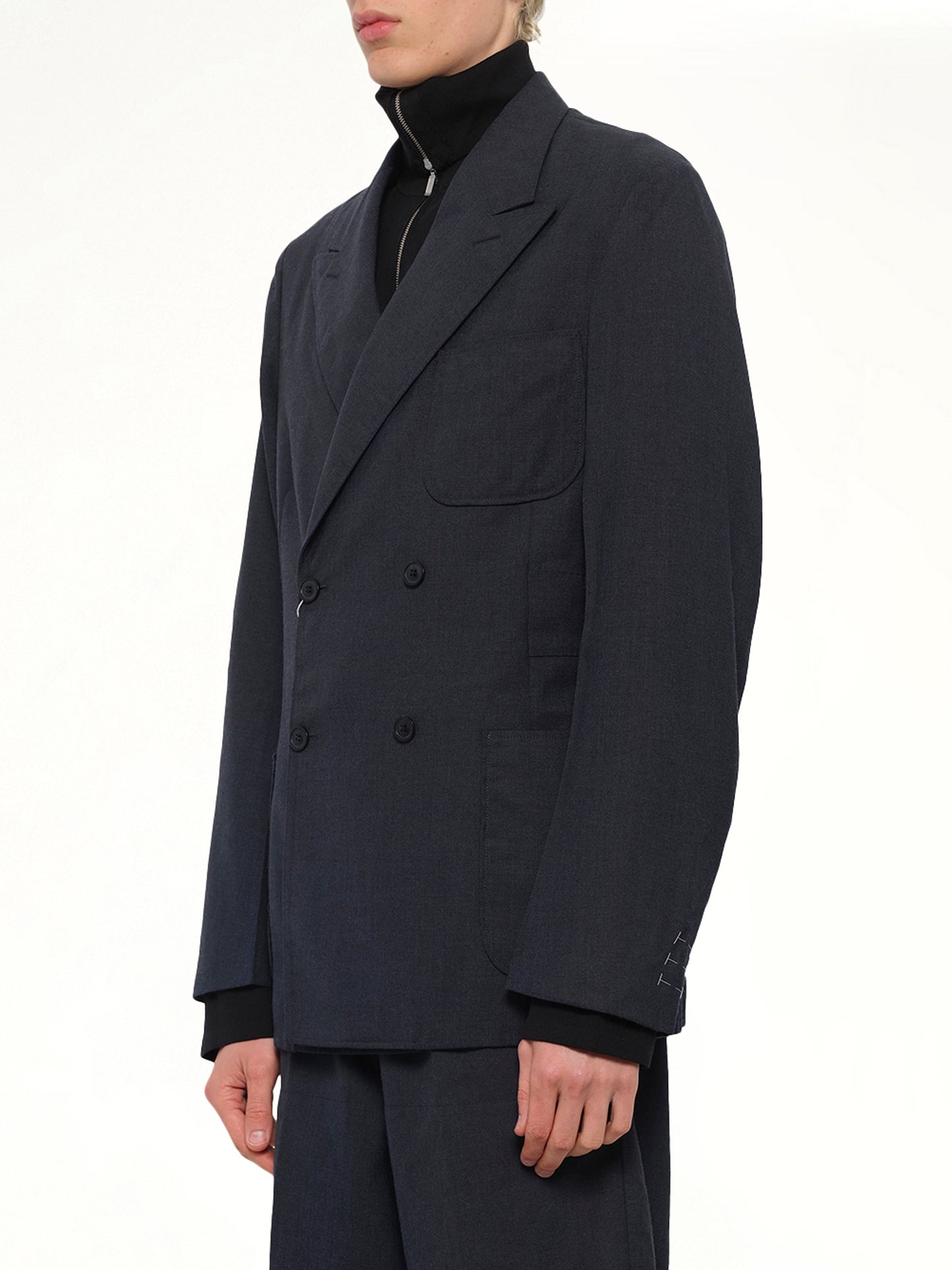 Wool Jacket in Dark Blu