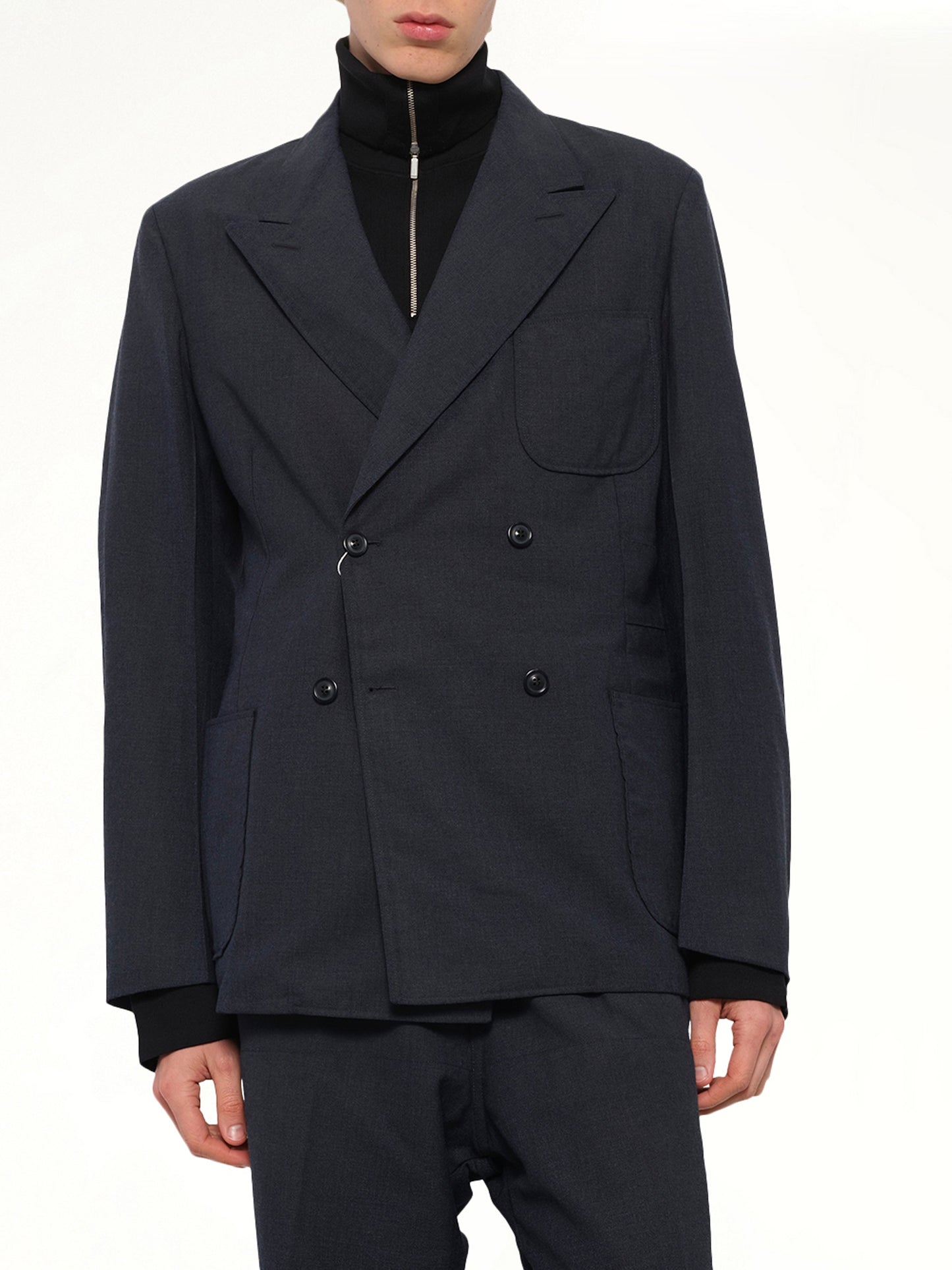 Wool Jacket in Dark Blu