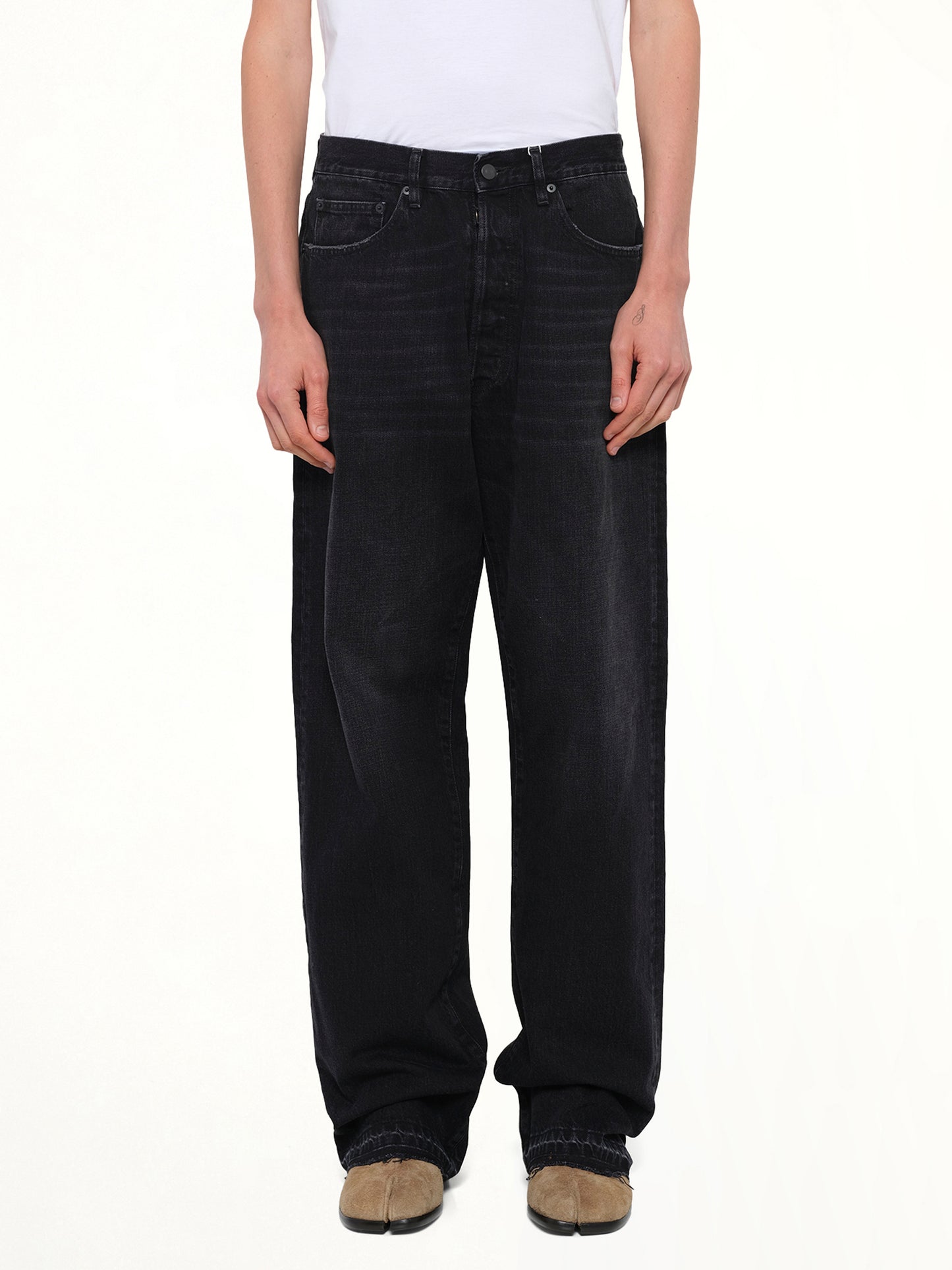 14 Oz Selvedge Denim Pants in Washed Black