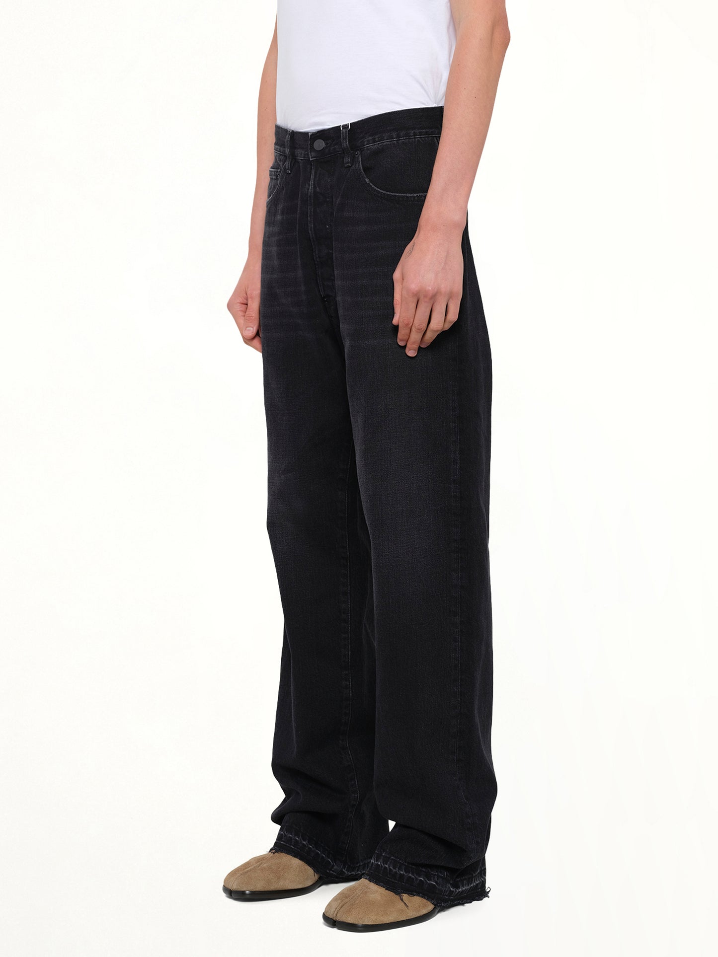 14 Oz Selvedge Denim Pants in Washed Black