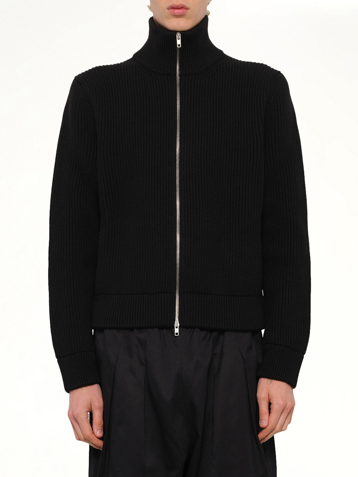 Drivers Knit Zip Sweater in Black