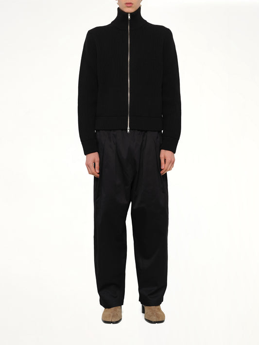 Drivers Knit Zip Sweater in Black