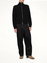 Drivers Knit Zip Sweater in Black