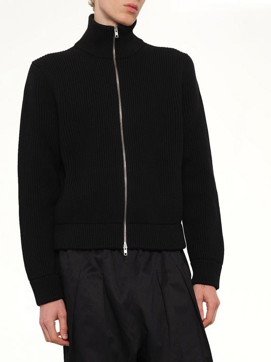 Drivers Knit Zip Sweater in Black