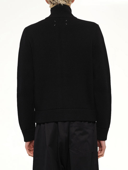 Drivers Knit Zip Sweater in Black