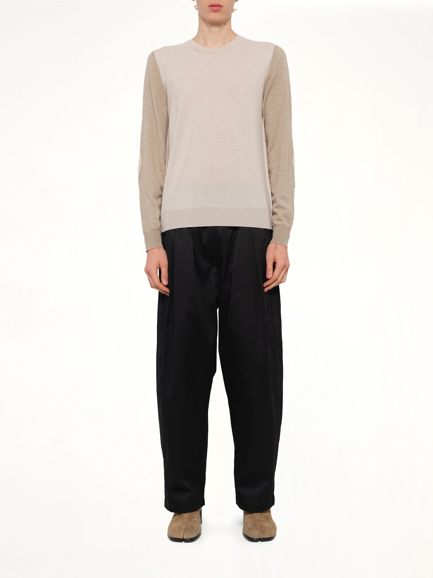 Two-Tone Sweater in Beige/Camel