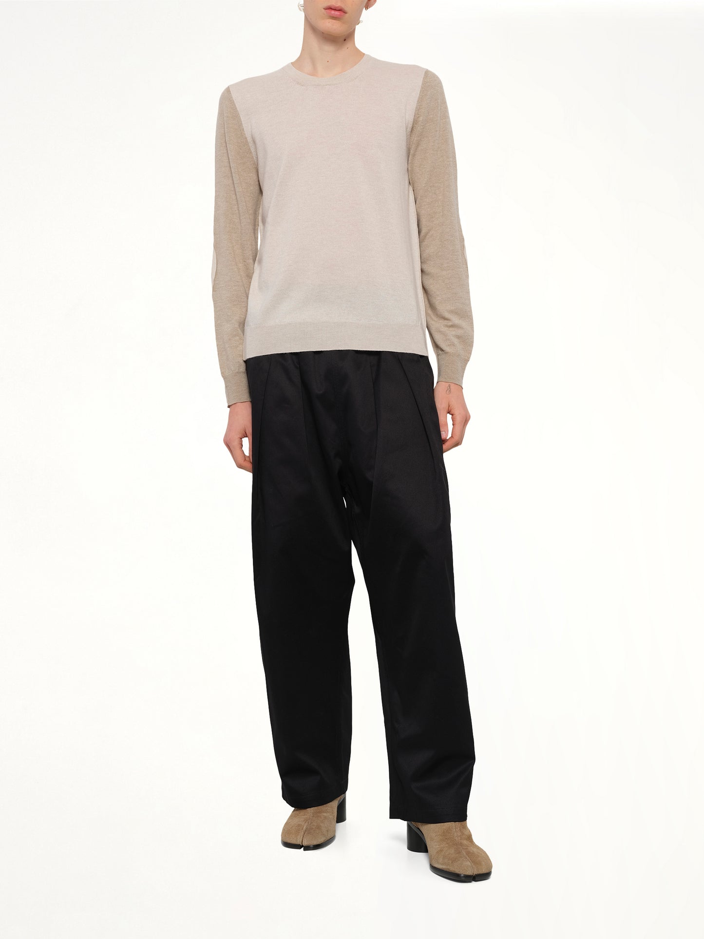 Two-Tone Sweater in Beige/Camel