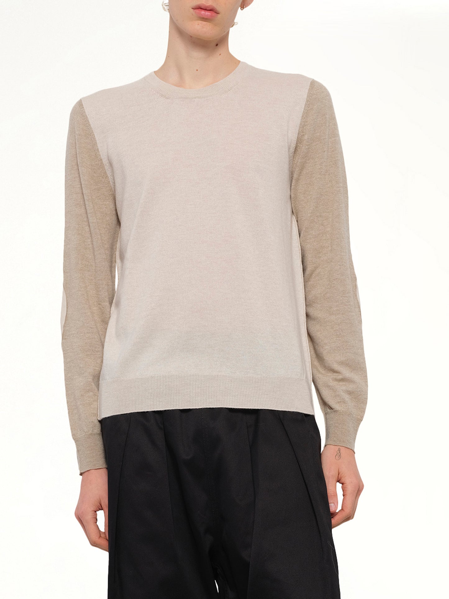 Two-Tone Sweater in Beige/Camel