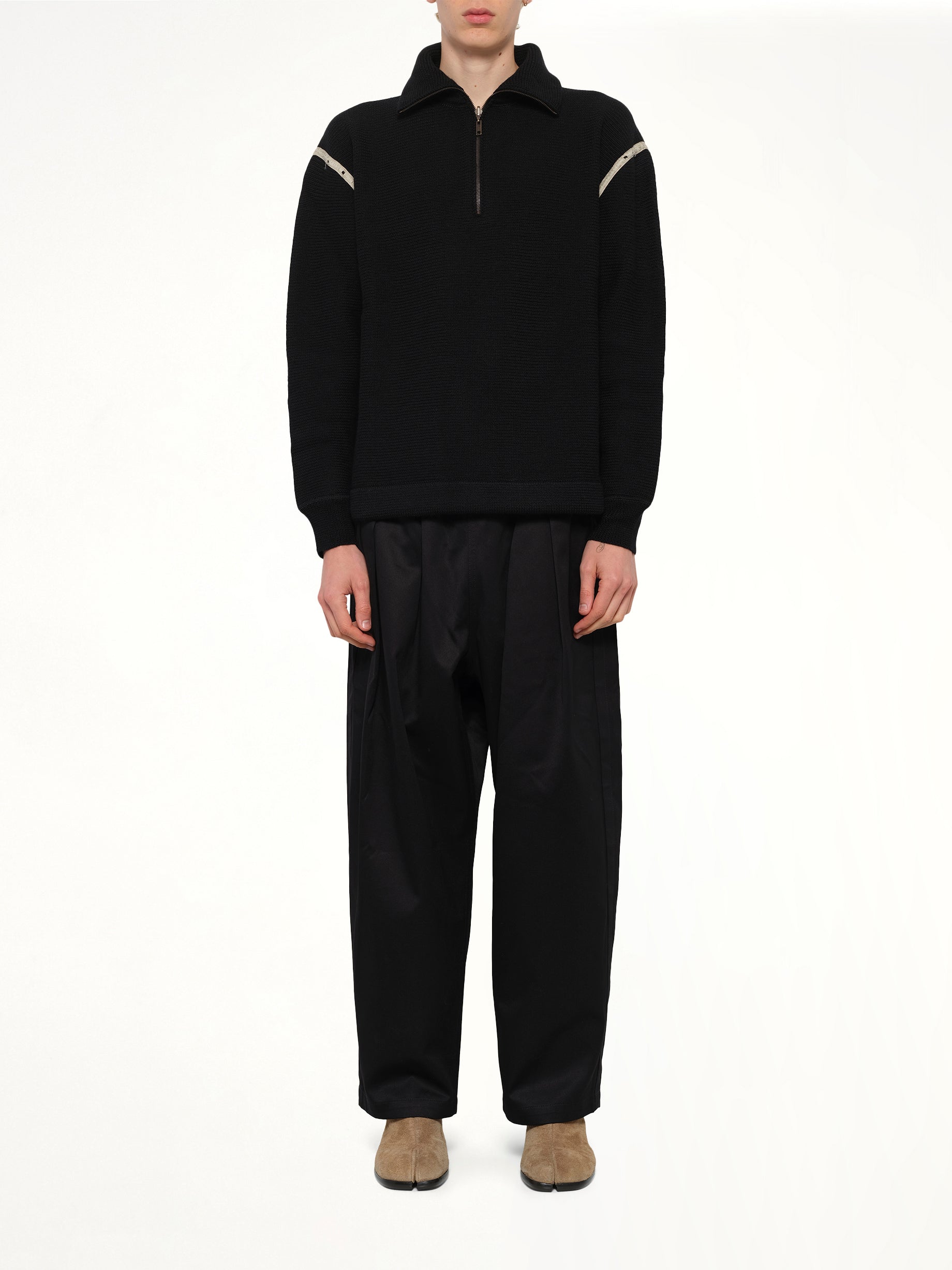 Quarter Zip Sweater in Black