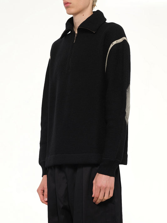 Quarter Zip Sweater in Black