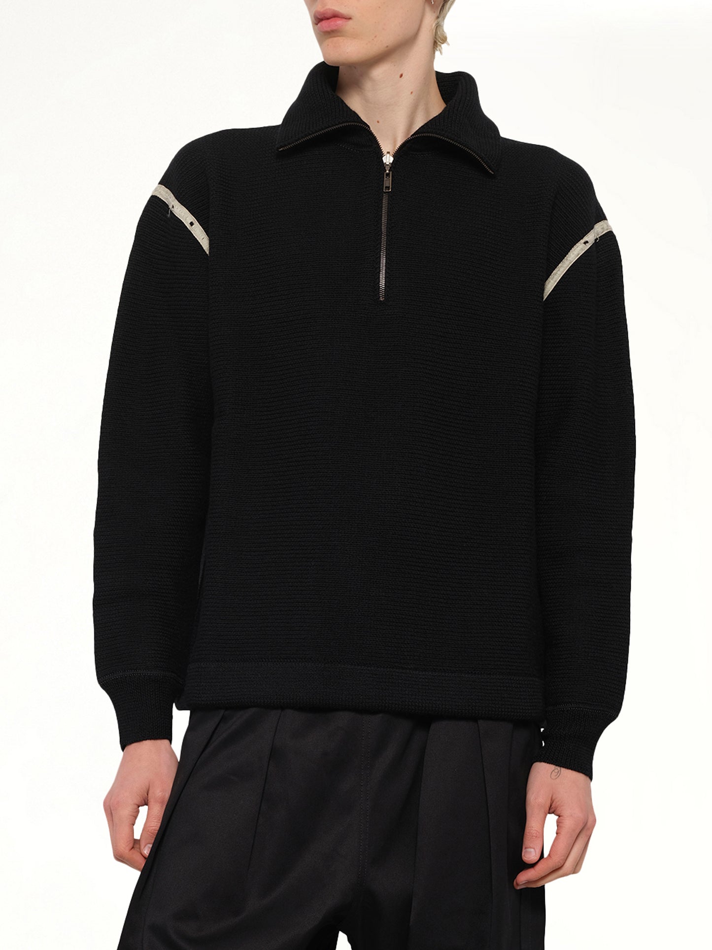 Quarter Zip Sweater in Black