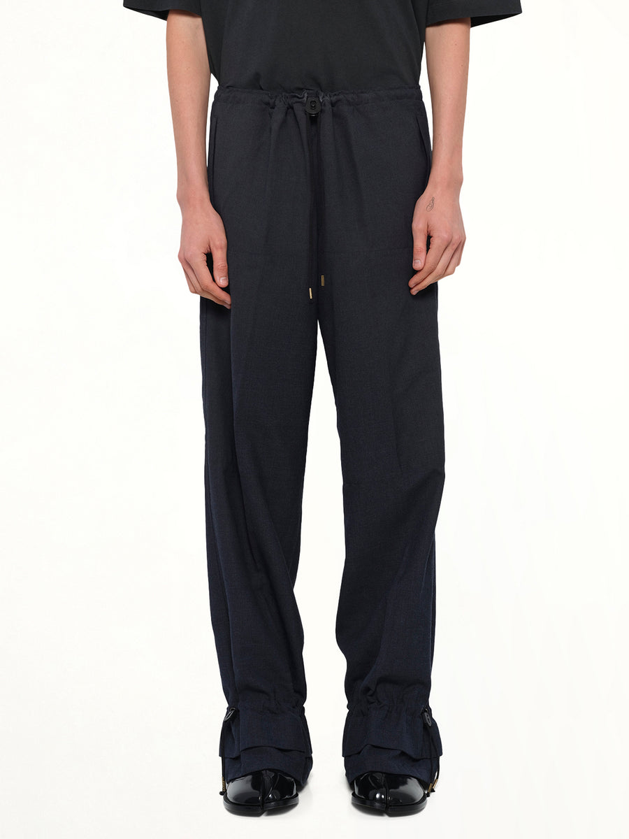 Wool Pants in Dark Blu