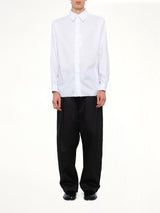 Long-sleeved Frayed Hem Shirt in White