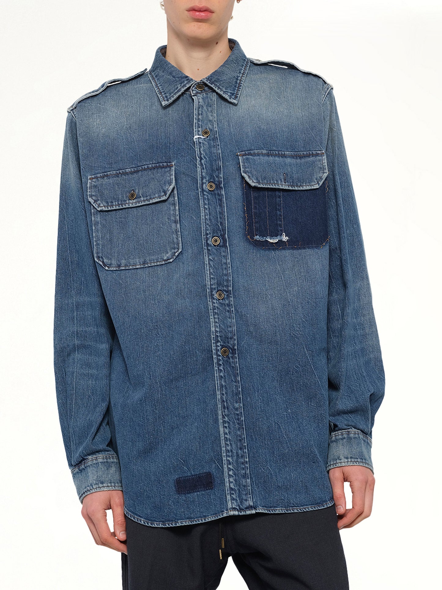 Long-sleeved Shirt in Vintage Medium Blue