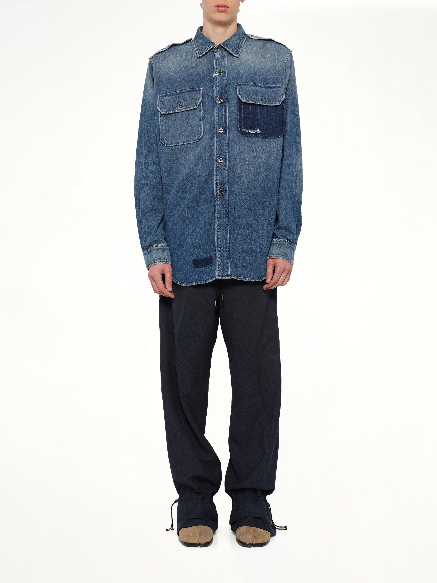 Long-sleeved Shirt in Vintage Medium Blue