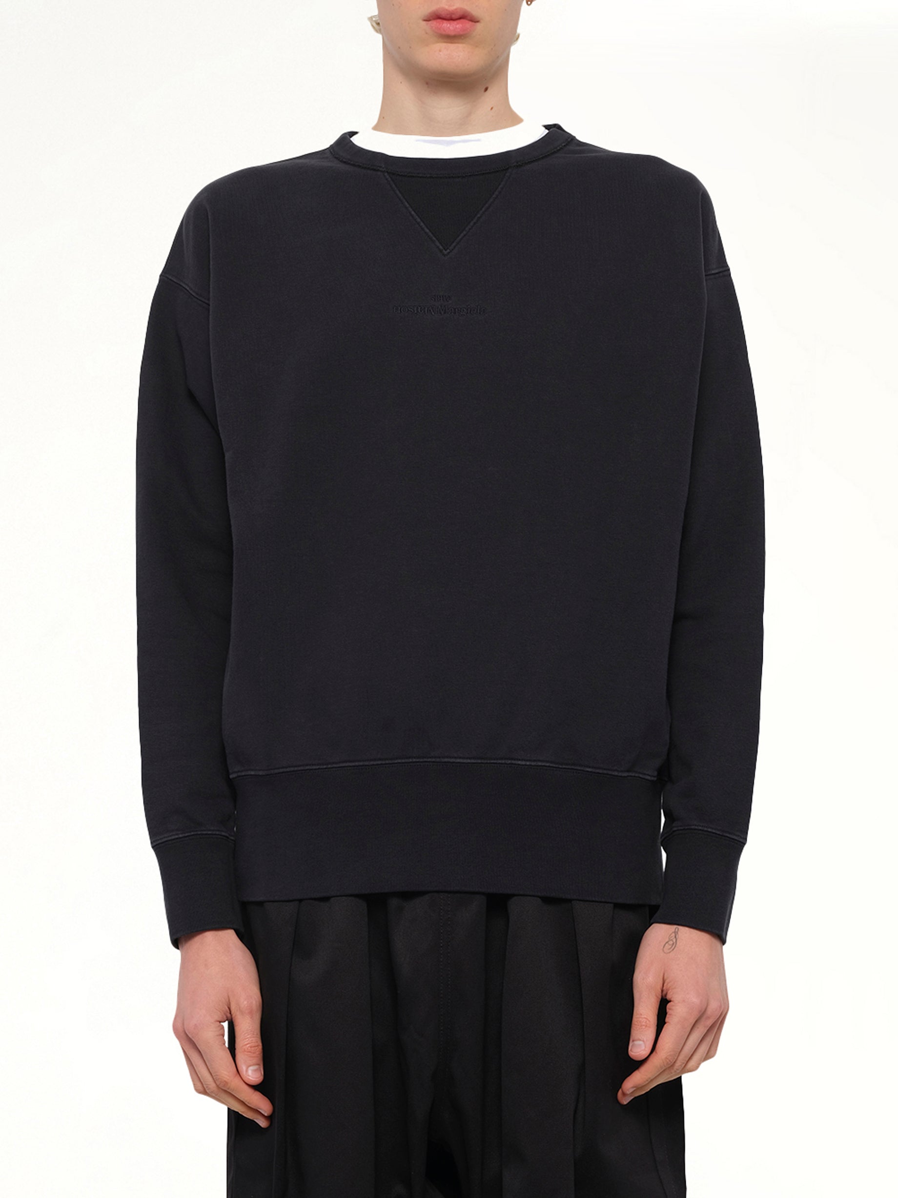 Cotton Fleece Sweatshirt in Washed Black