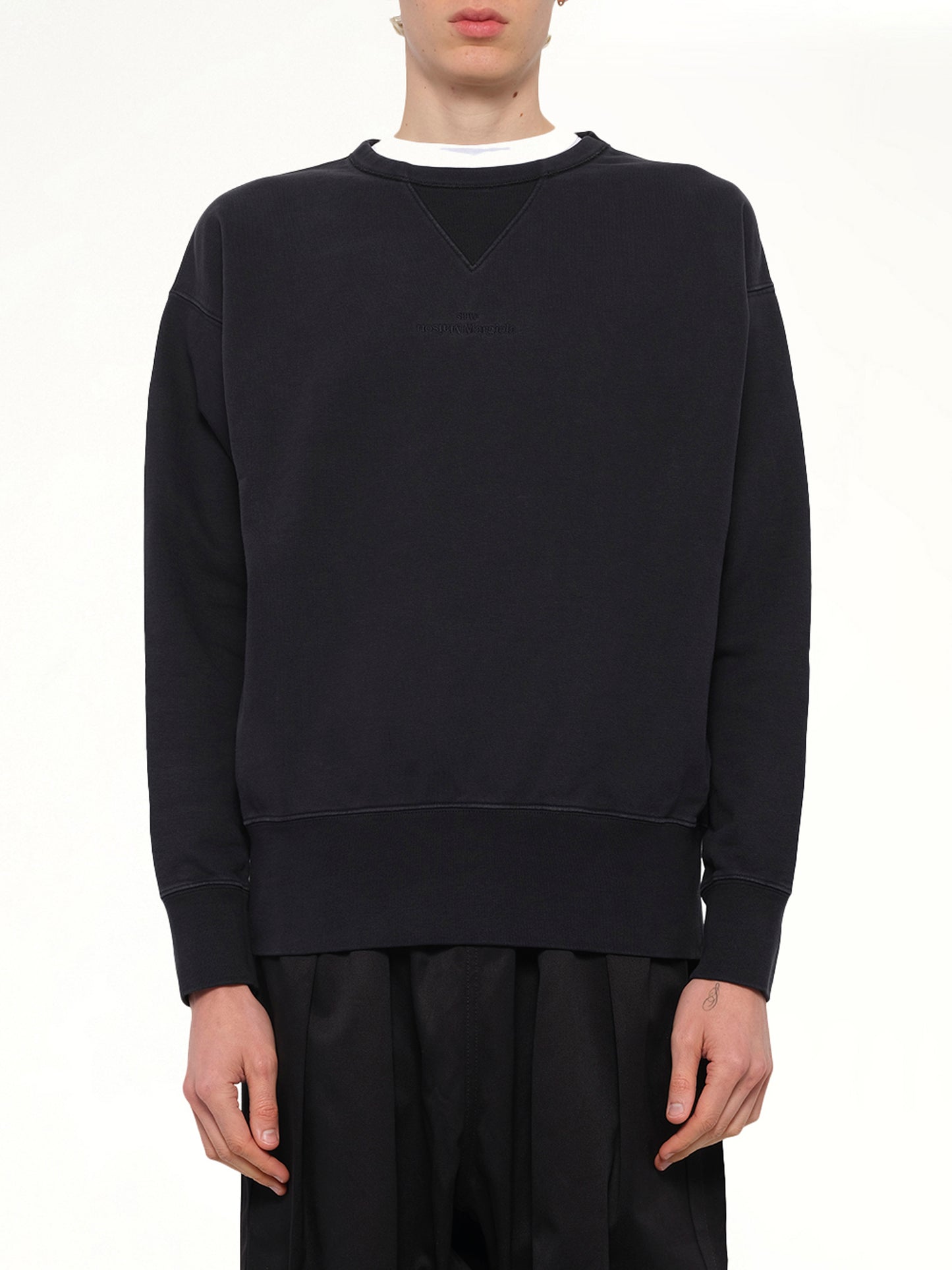 Cotton Fleece Sweatshirt in Washed Black