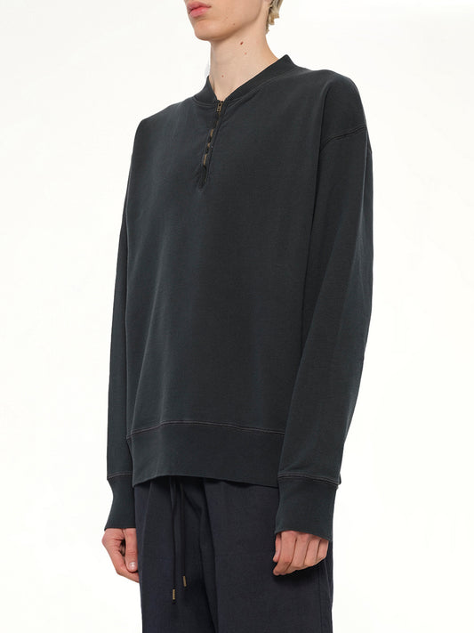 Cotton Fleece Zip Sweatshirt in Vintage Carbon
