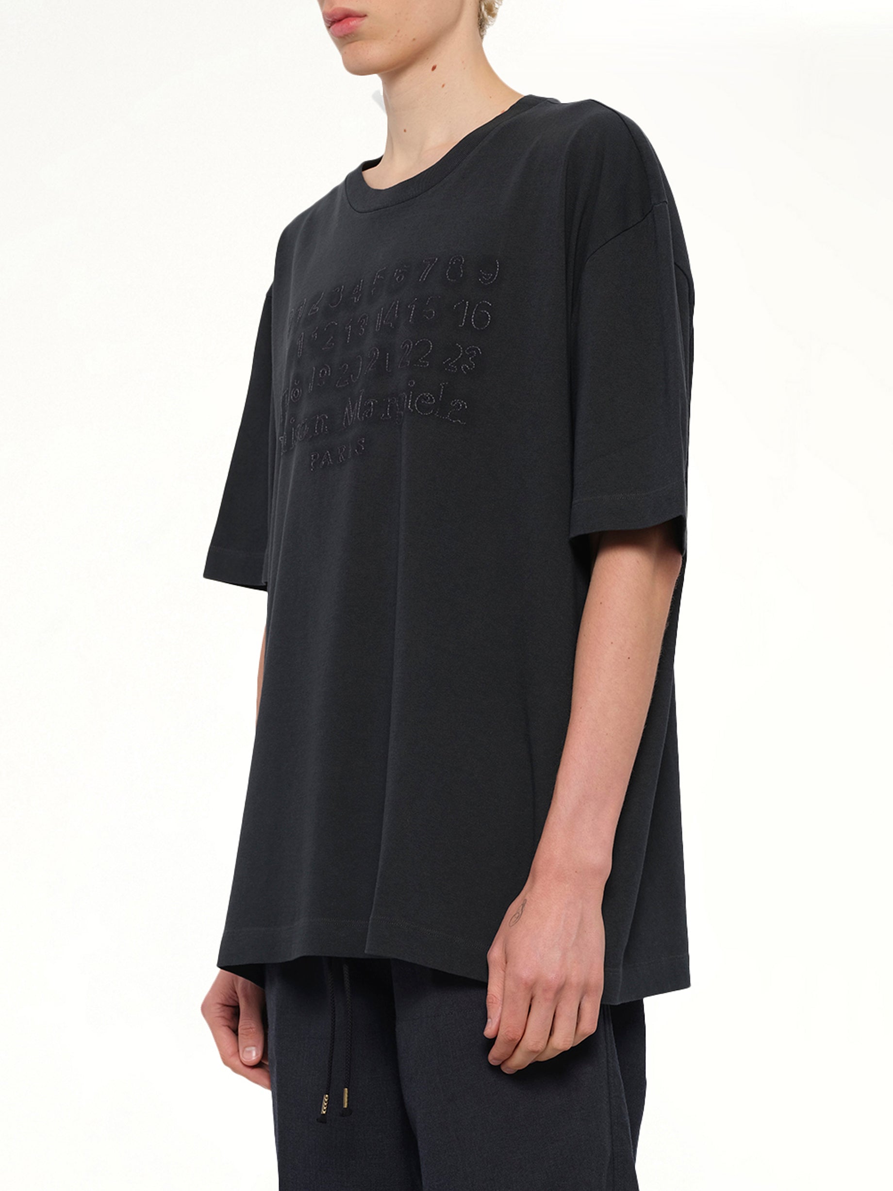 MAISON MARGIELA , Memory of Logo T-Shirt in Charcoal Side View from MARAIS