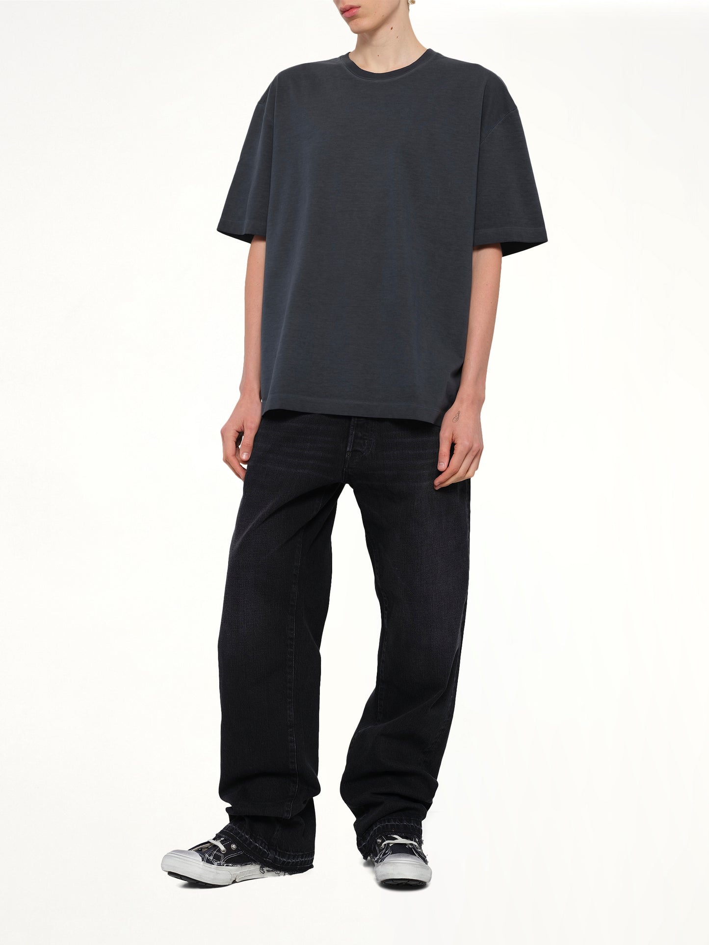 Oversize Four Stitch T-Shirt in Anthracite