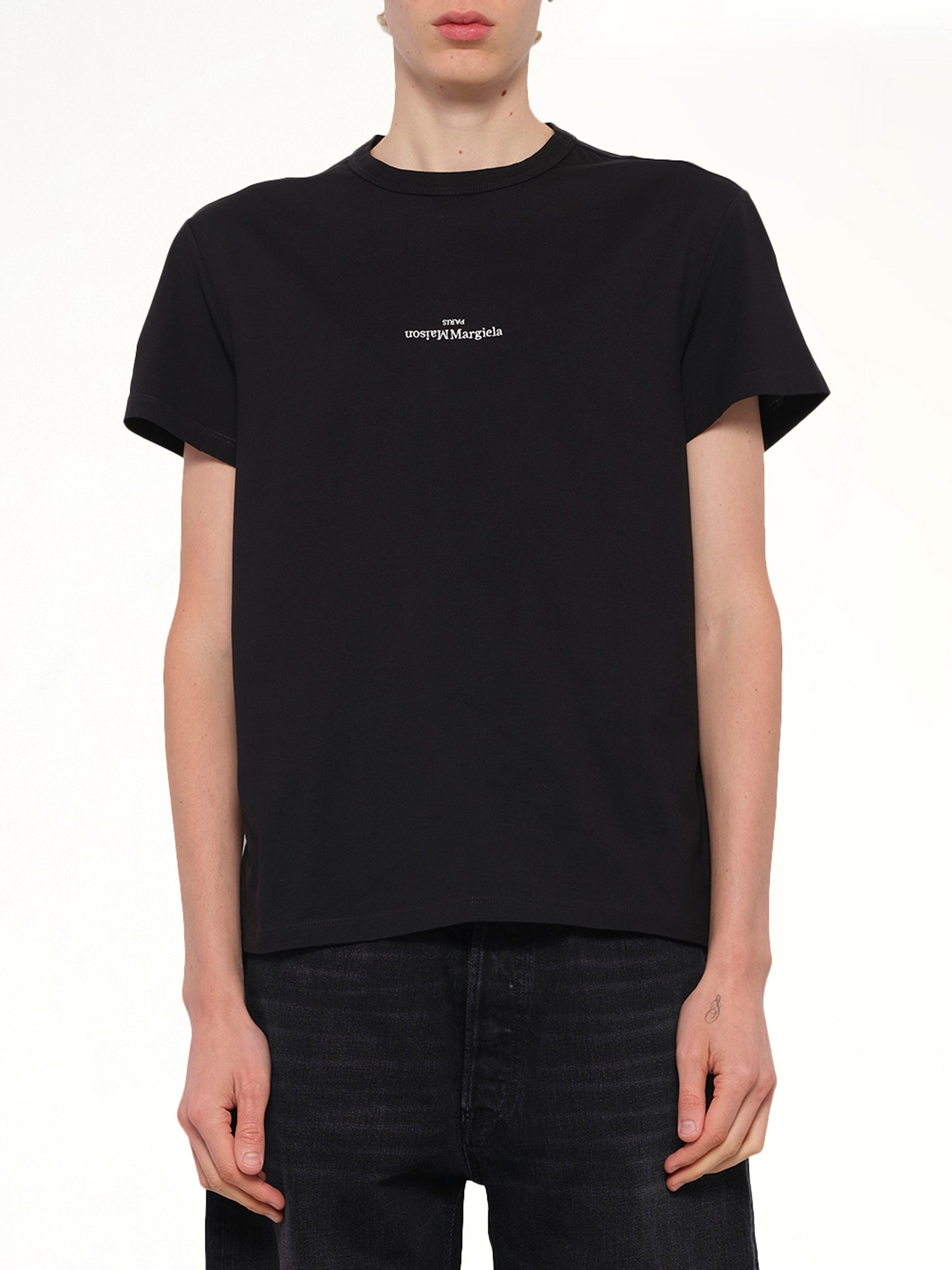 Upside Down Logo T-Shirt in Black