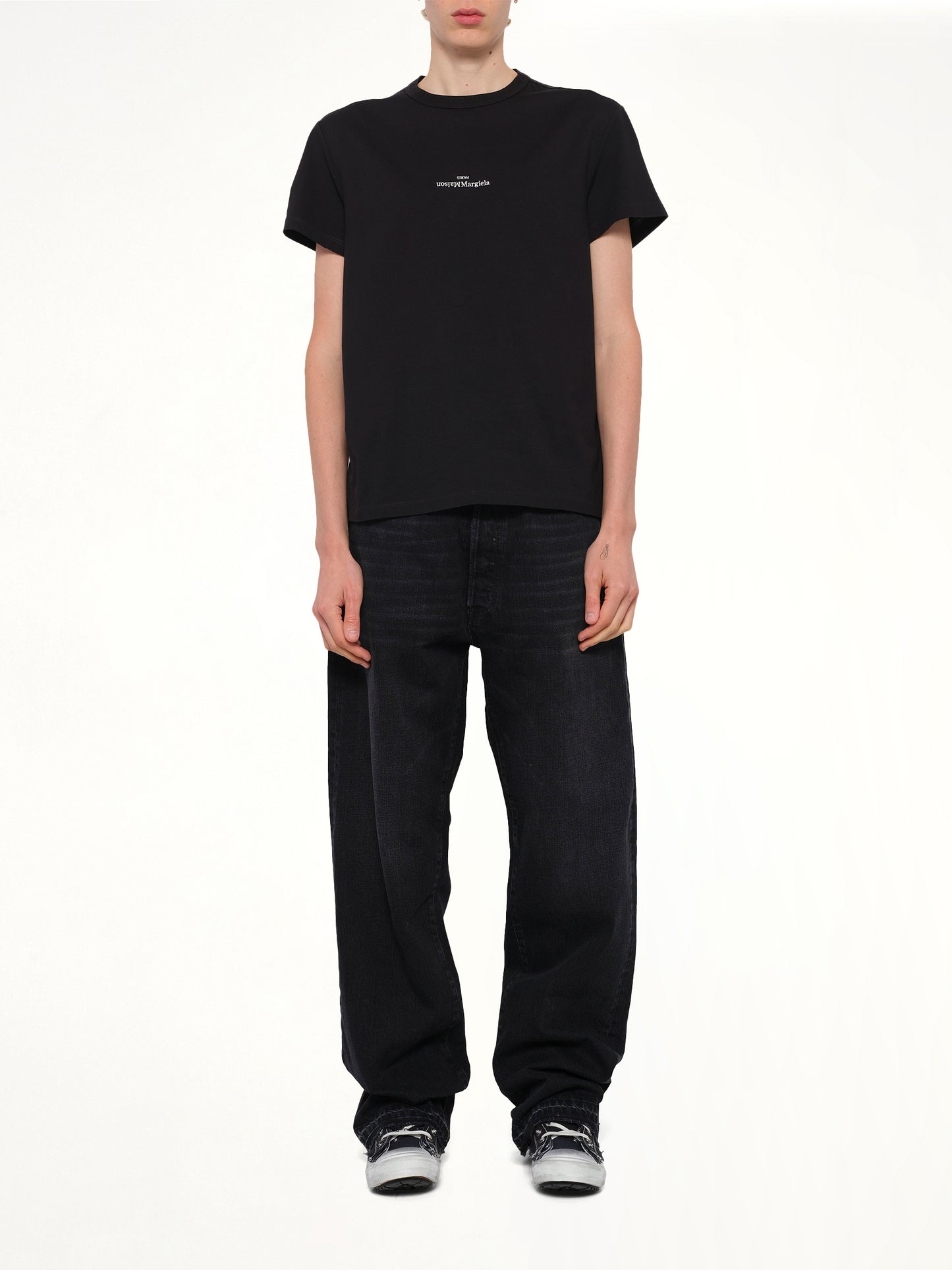 Upside Down Logo T-Shirt in Black