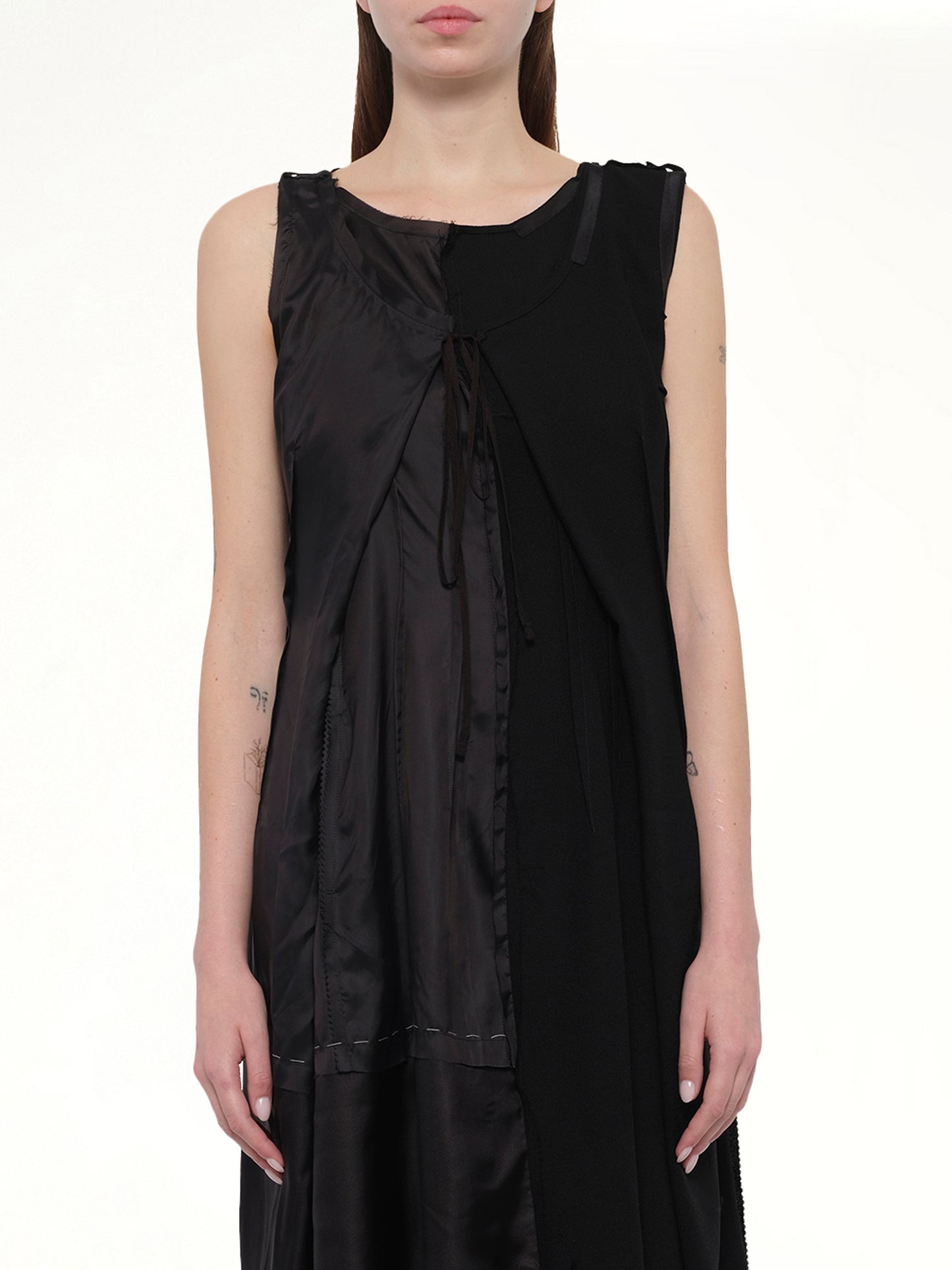 Silk Twill Midi Dress in Black
