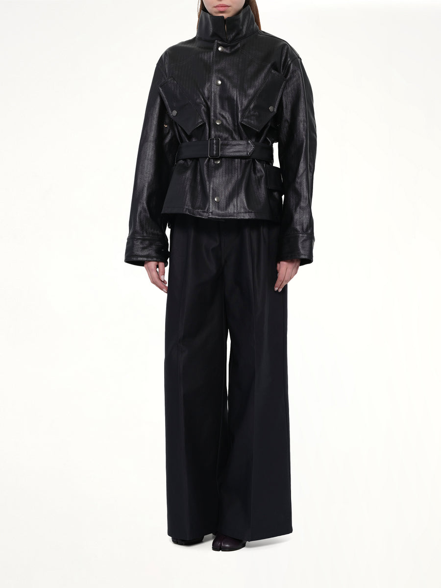 Laminated Cotton Jacket in Black
