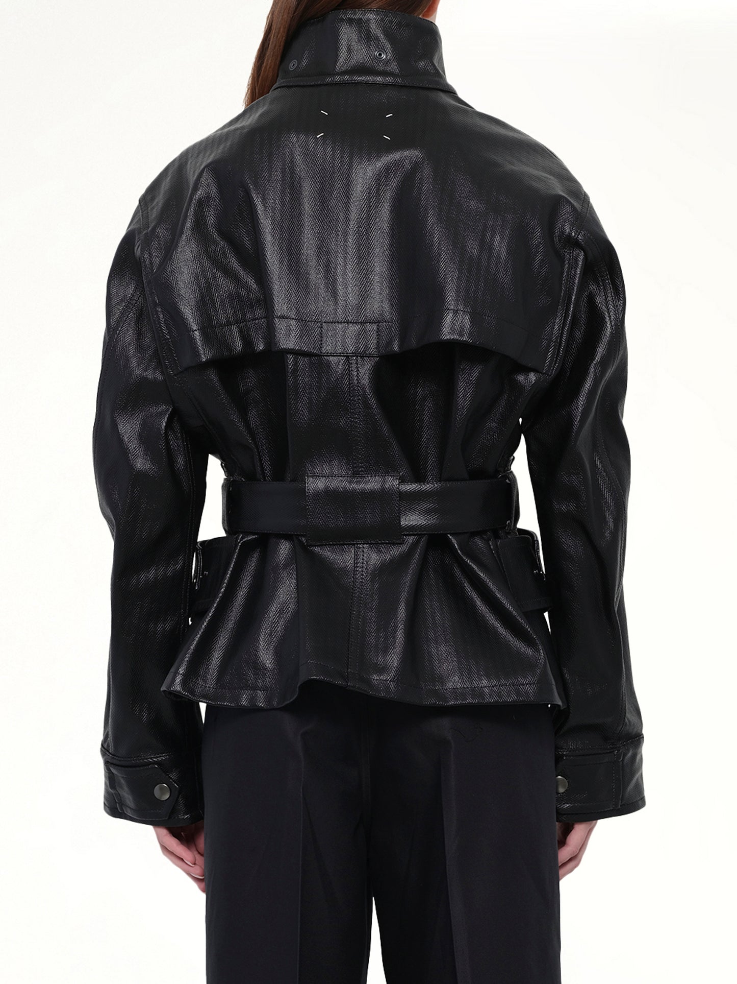 Laminated Cotton Jacket in Black