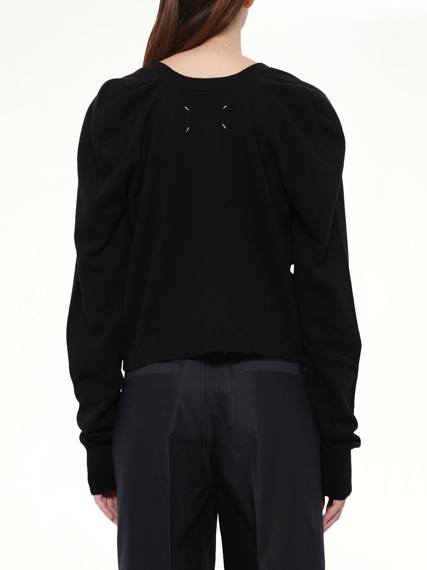 Gauge 14 Wool V-Neck Cardigan in Black