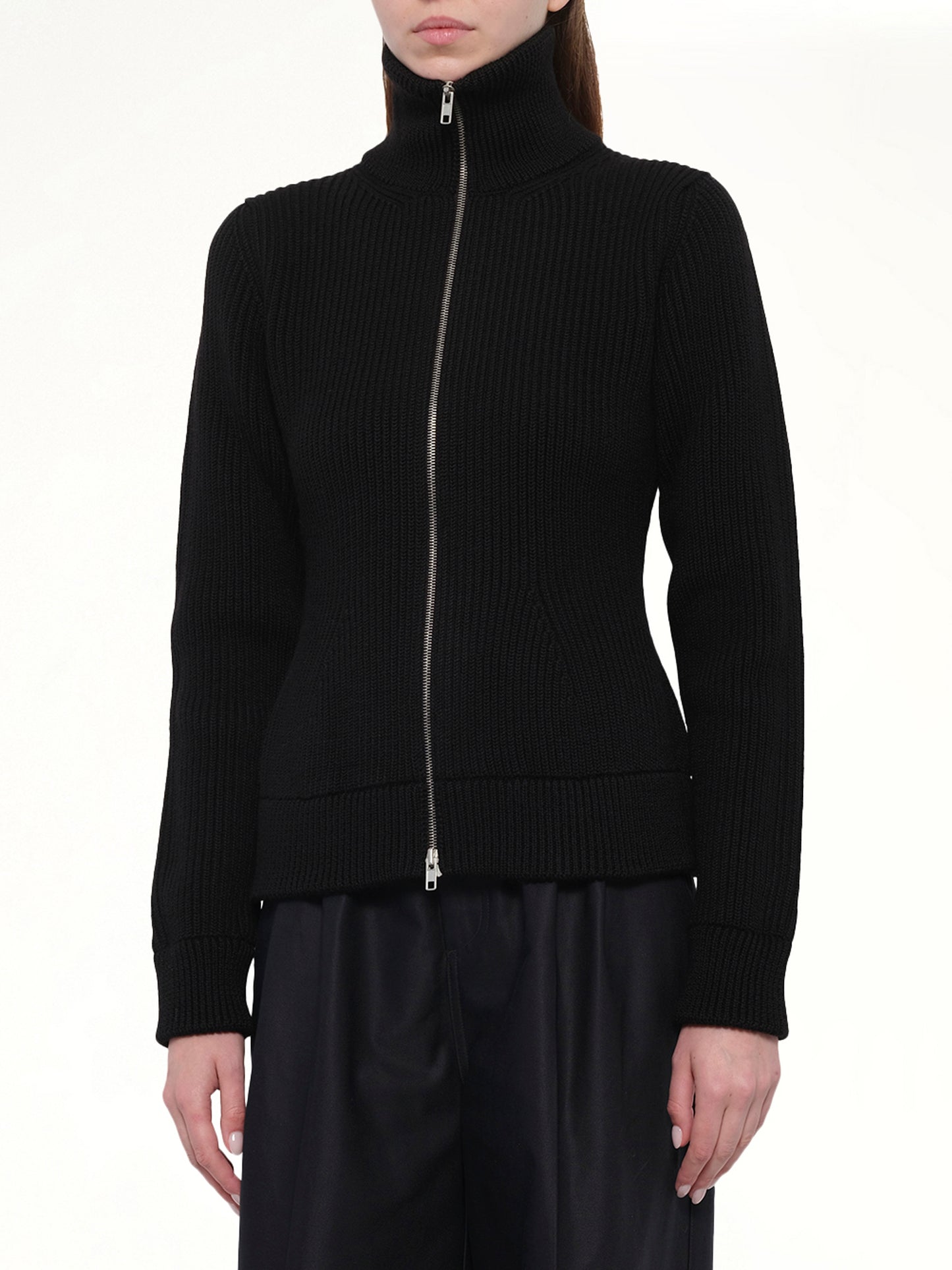 Gauge 5 Zip Cardigan in Black