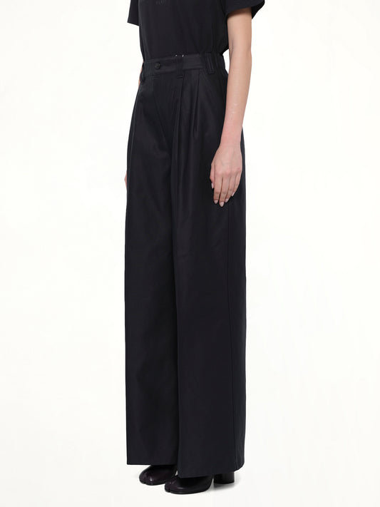 Cotton Palazzo Trouser in Black