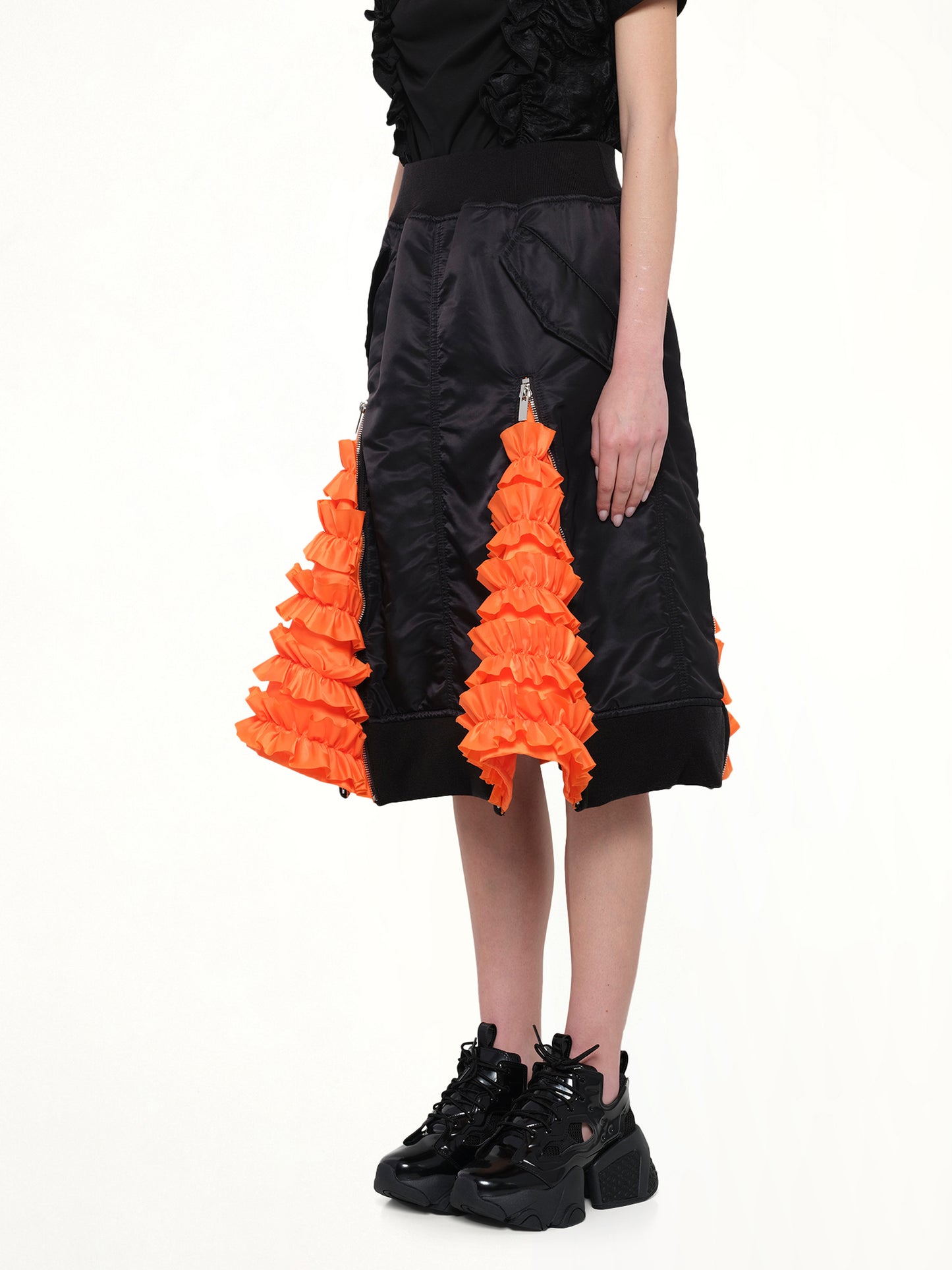 Noir Kei Ninomiya Nylon Twill Skirt in Black