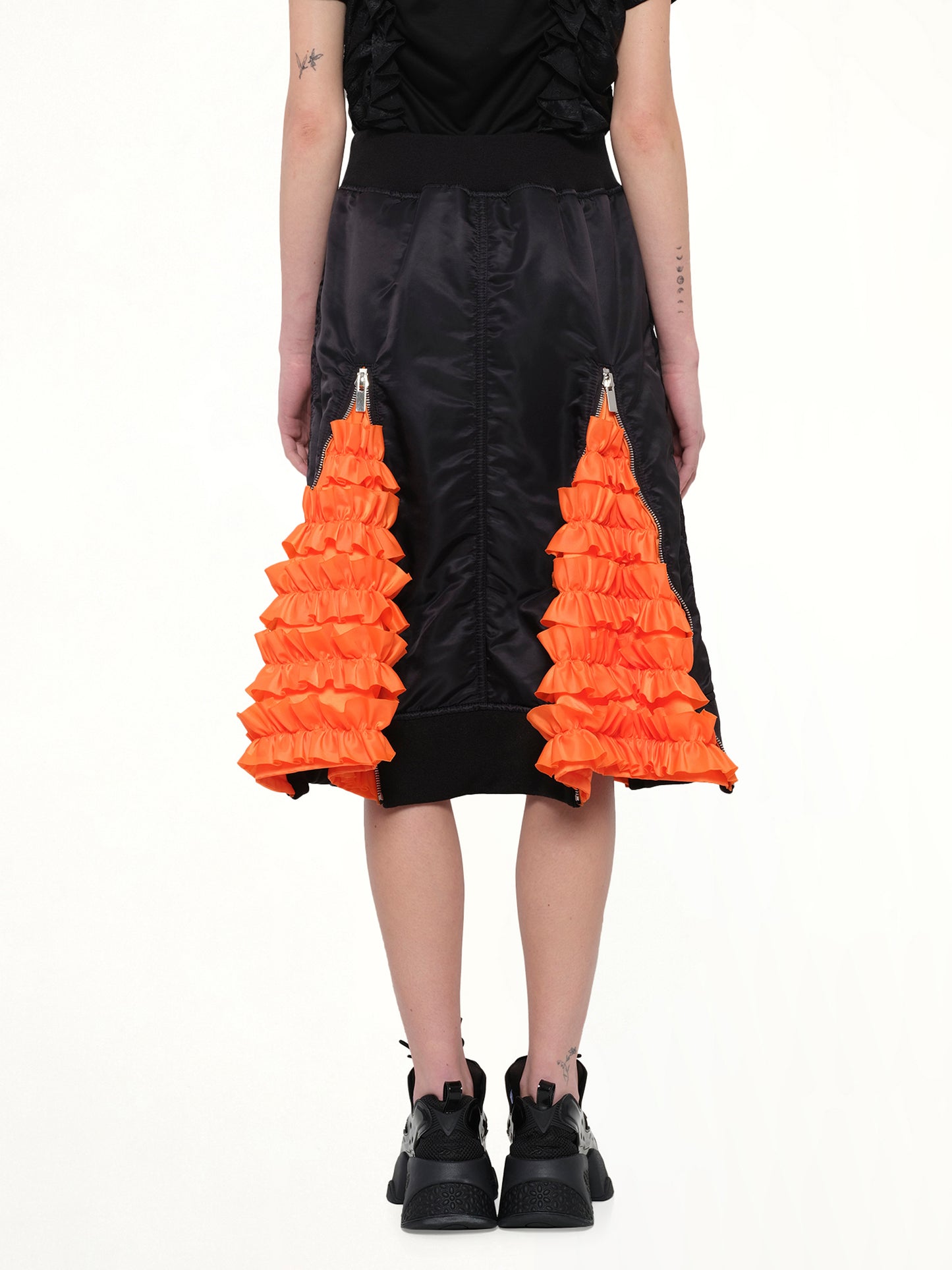 Noir Kei Ninomiya Nylon Twill Skirt in Black