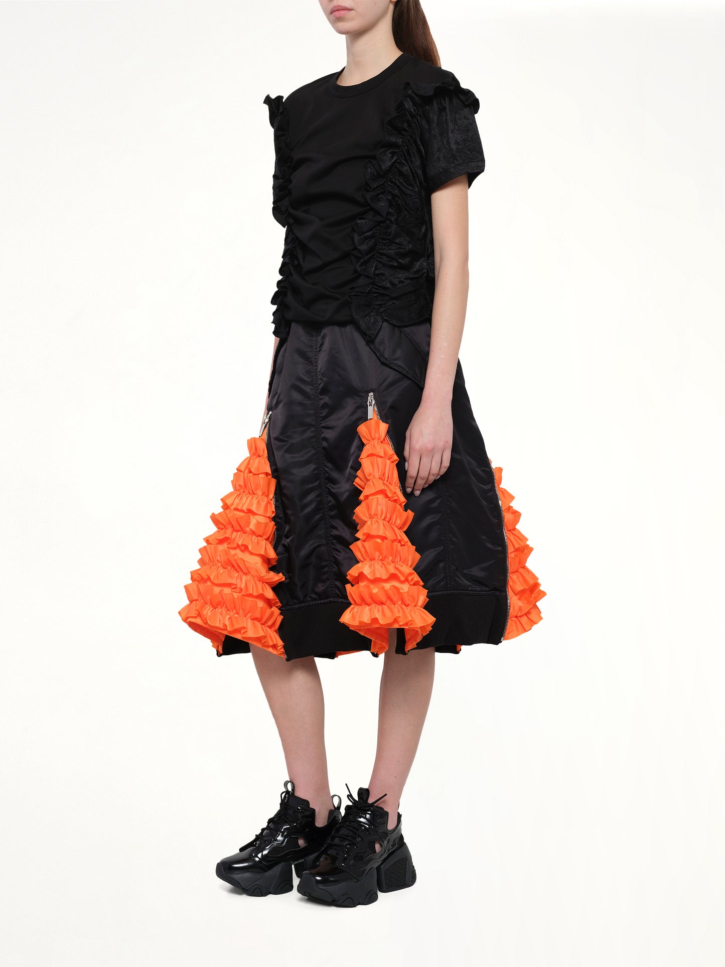Noir Kei Ninomiya Nylon Twill Skirt in Black