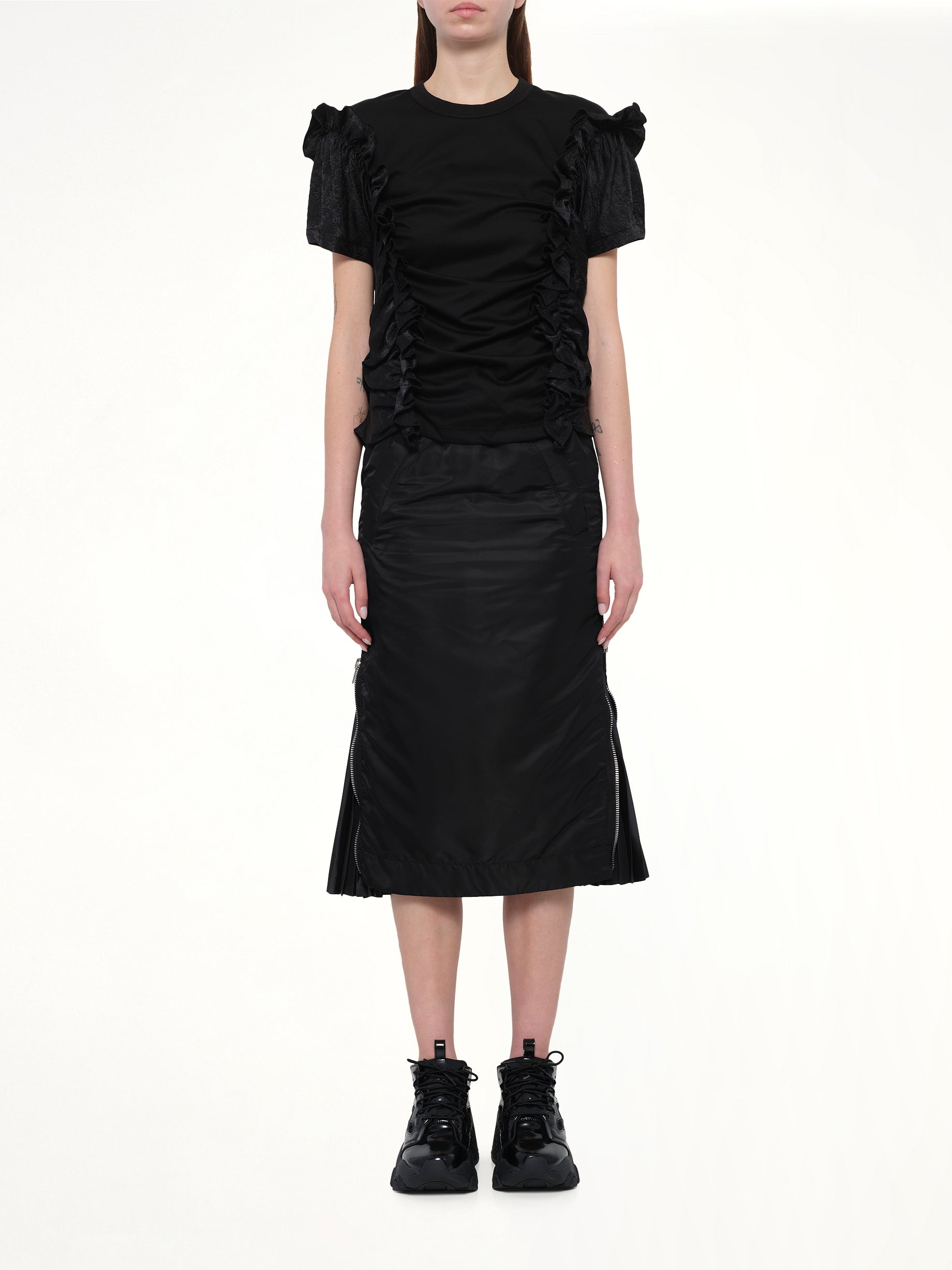 Cotton Ponte T-Shirt in Black