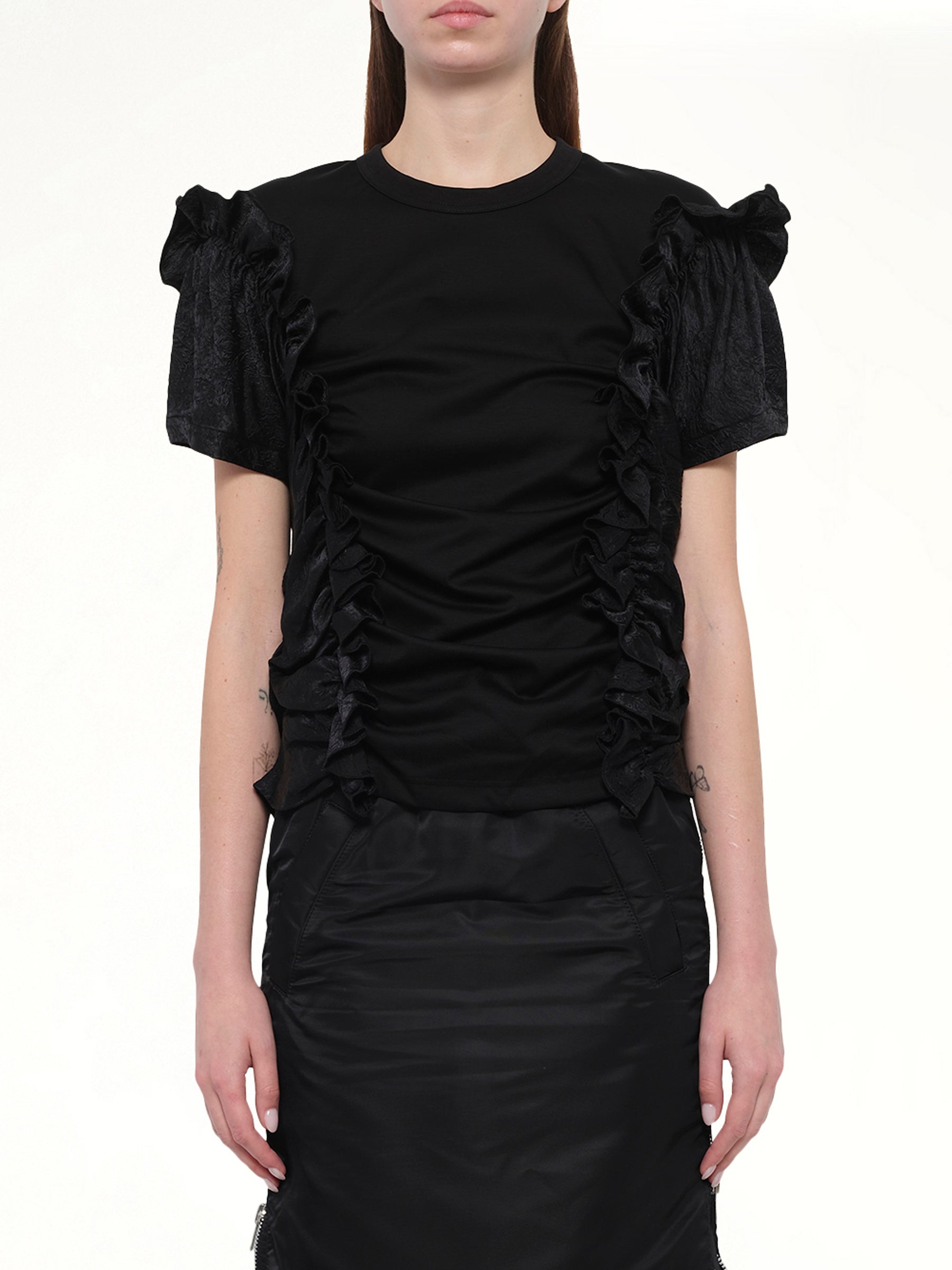 Cotton Ponte T-Shirt in Black
