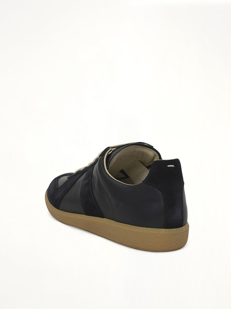 Replica Leather Sneaker in Blue Nights Back View | MAISON MARGIELA